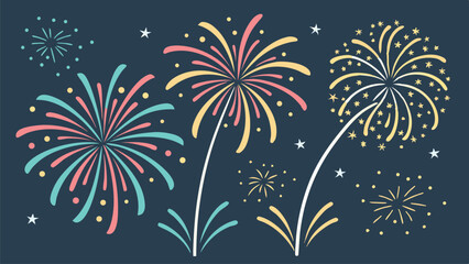 Festive Fireworks Spectacle: A vibrant display of colorful fireworks bursting across a night sky, creating a celebratory and joyful atmosphere.