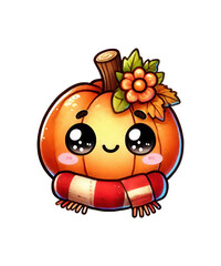 A cute, cheerful cartoon lion and cat illustrate a happy Halloween pumpkin with a fun, smiling design