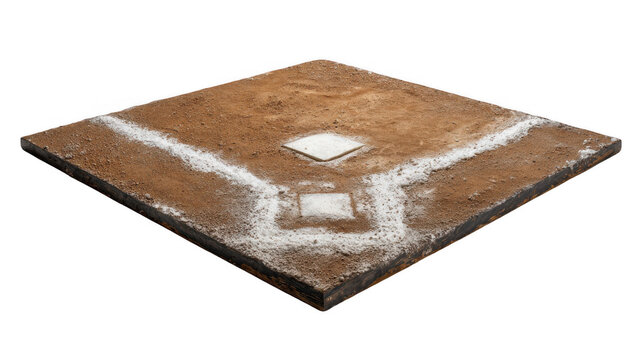 Home plate, batter's box, and chalk lines are depicted on a baseball field diamond section with a transparent background, creating a realistic and dynamic sports scene