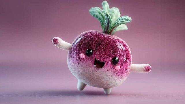 Cute Cartoon Radish Dancing.