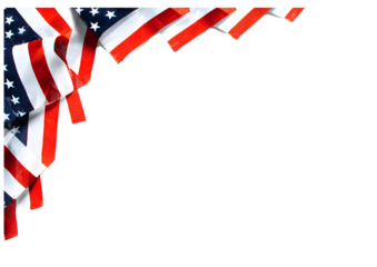 Colorful American flag border element for celebrating national independence.