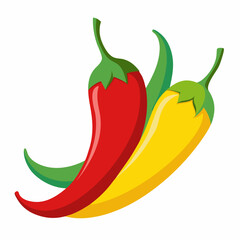 Simple Chillies Vector on White Background