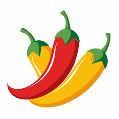 Simple Chillies Vector on White Background