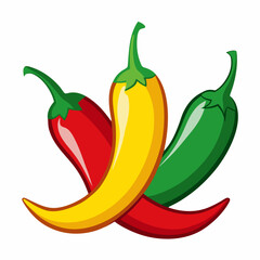 Simple Chillies Vector on White Background