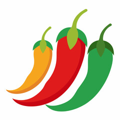 Simple Chillies Vector on White Background