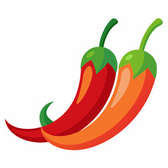 Simple Chillies Vector on White Background