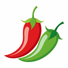 Simple Chillies Vector on White Background
