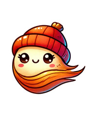 Funny cartoon fish in a cap swimming in the sea, a cute animal vector illustration