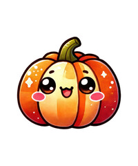 

Cartoon Halloween pumpkin isolated on white with a funny, happy, smiling orange face