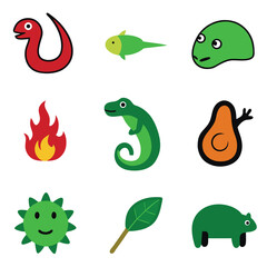 Obraz premium reptile set of vector doodle icon on transparent background