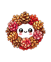 A vibrant floral heart illustration featuring sweet grapes, lush leaves, and ripe berries on a vine, perfect for autumn nature designs