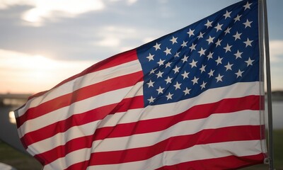 Fototapeta premium American flag waving in wind patriotic symbol national pride
