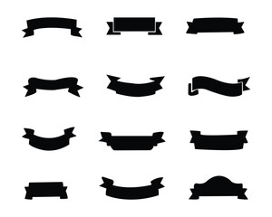 Black ribbon banners set. Vector illustration for advertising luxury style. vector