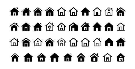 Home Icons Pack  Minimalist House Symbols for Real Estate, App UI, Website Design & Infographics.