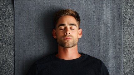 Fototapeta premium Fatigue and weakness symptoms in yoga practice home studio lifestyle photography calm environment elevated viewpoint