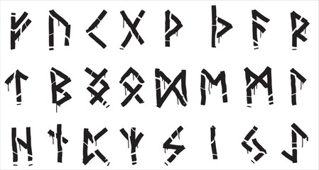 Rune sign, nordic medieval scandinavian alphabet. Magic futhark runic letter. Pagan occult germanic symbol