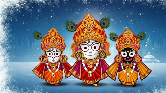 Rathyatra car festival in Puri, Orissa, India.Indian festival Rath Yatra means Chariot Festival. with text subh rath yatra means happy rath yatra, peoples are celebrating the festival.
