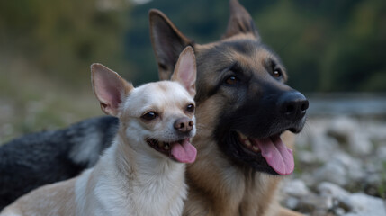 Small and big dogs friends.