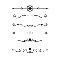 Set of Vintage decorative lines. text dividers. Line border. Lines separators, Borders, Vintage dividers, Underline elements.Divider set vector. Vector illustration.Line dividers. 