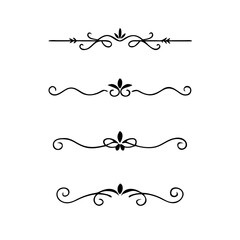 Set of Vintage decorative lines. text dividers. Line border. Lines separators, Borders, Vintage dividers, Underline elements. Divider set vector. Vector illustration.Line dividers. 