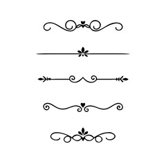 Set of Vintage decorative lines. text dividers. Line border. Lines separators, Borders, Vintage dividers, Underline elements. Divider set vector. Vector illustration.Line dividers. 