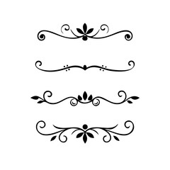 Set of Vintage decorative lines. text dividers. Line border. Lines separators, Borders, Vintage dividers, Underline elements. Divider set vector. Vector illustration.Line dividers. 