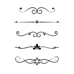 Set of Vintage decorative lines. text dividers. Line border. Lines separators, Borders, Vintage dividers, Underline elements. Divider set vector. Vector illustration.Line dividers. 