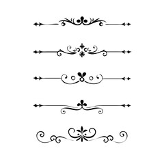 Set of Vintage decorative lines. text dividers. Line border. Lines separators, Borders, Vintage dividers, Underline elements. Divider set vector. Vector illustration.Line dividers. 