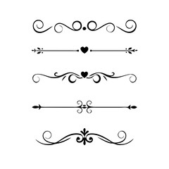 Fototapeta premium Set of Vintage decorative lines. text dividers. Line border. Lines separators, Borders, Vintage dividers, Underline elements. Divider set vector. Vector illustration.Line dividers. 