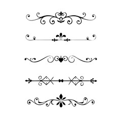 Obraz premium Set of Vintage decorative lines. text dividers. Line border. Lines separators, Borders, Vintage dividers, Underline elements. Divider set vector. Vector illustration.Line dividers. 