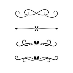 Set of Vintage decorative lines. text dividers. Line border. Lines separators, Borders, Vintage dividers, Underline elements. Divider set vector. Vector illustration.Line dividers. 