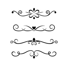 Set of Vintage decorative lines. text dividers. Line border. Lines separators, Borders, Vintage dividers, Underline elements. Divider set vector. Vector illustration.Line dividers. 
