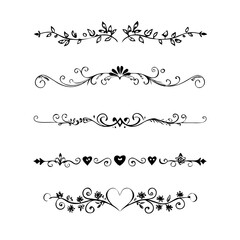 Set of Vintage decorative lines. text dividers. Line border. Lines separators, Borders, Vintage dividers, Underline elements. Divider set vector. Vector illustration.Line dividers. 