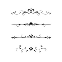 Obraz premium Set of Vintage decorative lines. text dividers. Line border. Lines separators, Borders, Vintage dividers, Underline elements. Divider set vector. Vector illustration.Line dividers. 