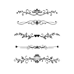 Fototapeta premium Set of Vintage decorative lines. text dividers. Line border. Lines separators, Borders, Vintage dividers, Underline elements. Divider set vector. Vector illustration.Line dividers. 