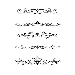 Set of Vintage decorative lines. text dividers. Line border. Lines separators, Borders, Vintage dividers, Underline elements. Divider set vector. Vector illustration.Line dividers. 