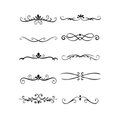 Obraz premium Set of Vintage decorative lines. text dividers. Line border. Lines separators, Borders, Vintage dividers, Underline elements. Divider set vector. Vector illustration.Line dividers. 
