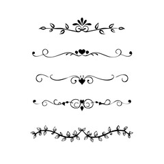 Set of Vintage decorative lines. text dividers. Line border. Lines separators, Borders, Vintage dividers, Underline elements. Divider set vector. Vector illustration.Line dividers. 