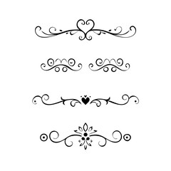 Set of Vintage decorative lines. text dividers. Line border. Lines separators, Borders, Vintage dividers, Underline elements. Divider set vector. Vector illustration.Line dividers. 