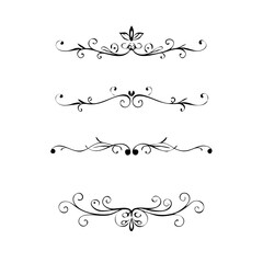 Set of Vintage decorative lines. text dividers. Line border. Lines separators, Borders, Vintage dividers, Underline elements. Divider set vector. Vector illustration.Line dividers. 