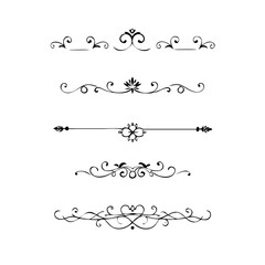 Obraz premium Set of Vintage decorative lines. text dividers. Line border. Lines separators, Borders, Vintage dividers, Underline elements. Divider set vector. Vector illustration.Line dividers. 