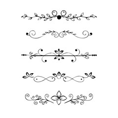 Obraz premium Set of Vintage decorative lines. text dividers. Line border. Lines separators, Borders, Vintage dividers, Underline elements. Divider set vector. Vector illustration.Line dividers. 
