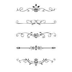 Set of Vintage decorative lines. text dividers. Line border. Lines separators, Borders, Vintage dividers, Underline elements. Divider set vector. Vector illustration.Line dividers. 