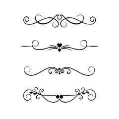 Set of Vintage decorative lines. text dividers. Line border. Lines separators, Borders, Vintage dividers, Underline elements. Divider set vector. Vector illustration.Line dividers. 
