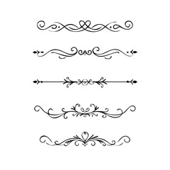 Set of Vintage decorative lines. text dividers. Line border. Lines separators, Borders, Vintage dividers, Underline elements. Divider set vector. Vector illustration.Line dividers. 