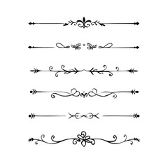 Set of Vintage decorative lines. text dividers. Line border. Lines separators, Borders, Vintage dividers, Underline elements. Divider set vector. Vector illustration.Line dividers. 