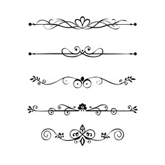 Fototapeta premium Set of Vintage decorative lines. text dividers. Line border. Lines separators, Borders, Vintage dividers, Underline elements. Divider set vector. Vector illustration.Line dividers. 