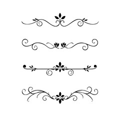 Set of Vintage decorative lines. text dividers. Line border. Lines separators, Borders, Vintage dividers, Underline elements. Divider set vector. Vector illustration.Line dividers. 