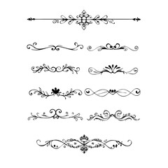 Set of Vintage decorative lines. text dividers. Line border. Lines separators, Borders, Vintage dividers, Underline elements. Divider set vector. Vector illustration.Line dividers. 