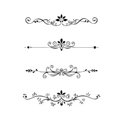 Set of Vintage decorative lines. text dividers. Line border. Lines separators, Borders, Vintage dividers, Underline elements. Divider set vector. Vector illustration.Line dividers. 